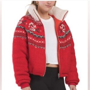 Blank NYC Red Patterned Puffer Jacket